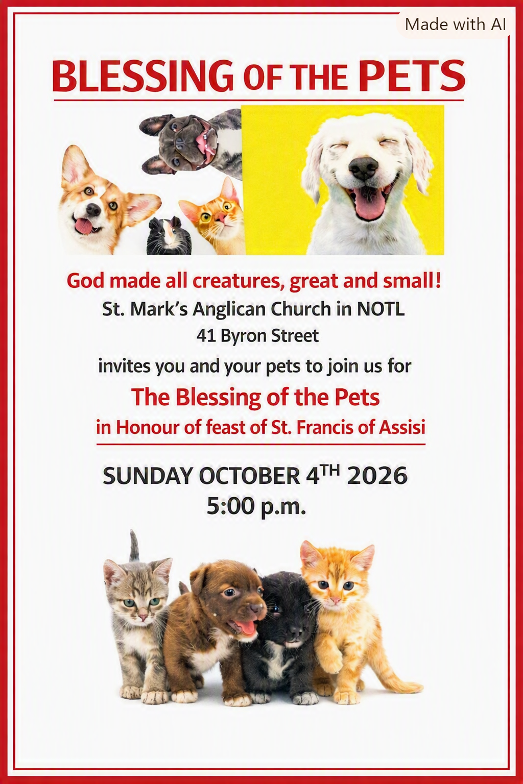 Blessing of the Pets 2026